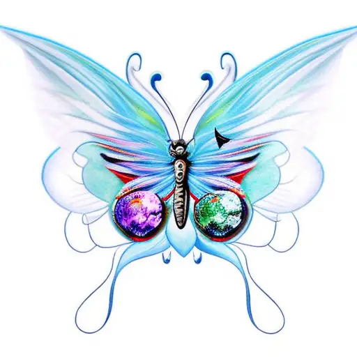 Butterfly With Wings That Inside There Are Drawings Of Pirate Ships