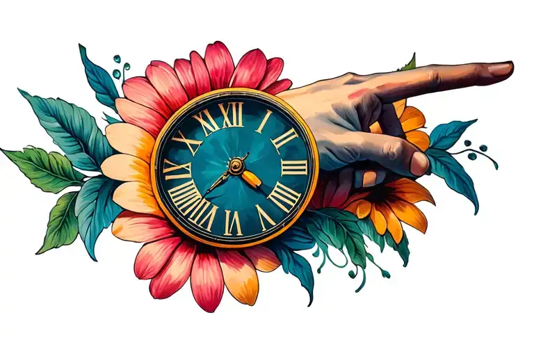 Flower Clock Hands Pointing