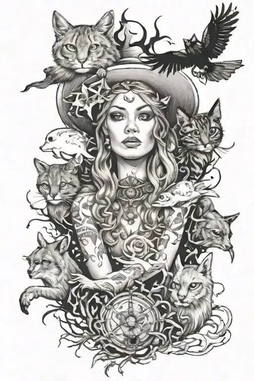 Dream Witch Surrounded By Dream Animals