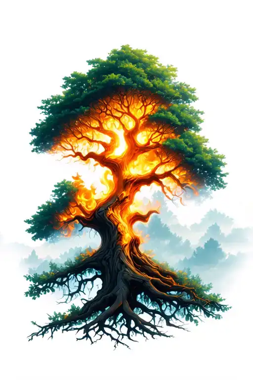 Life Tree Half Burning