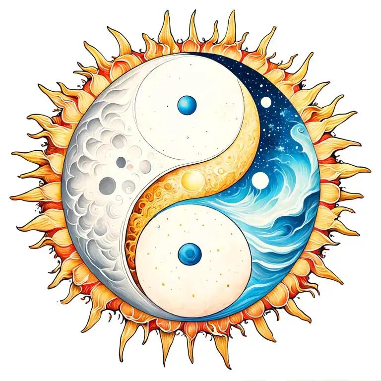 Ying Ang Yang With Sun And Moon
