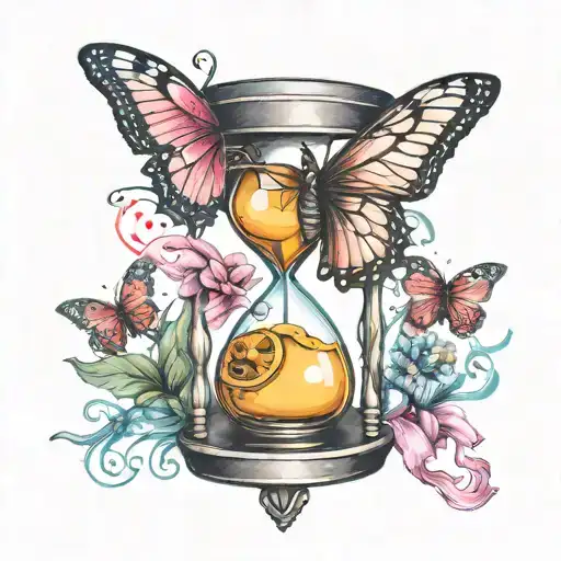Hourglass With Butterfly And Awareness Ribbon