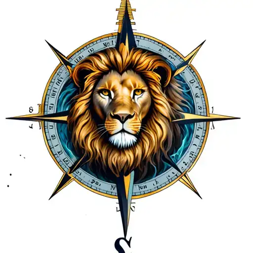Lion And Compass Surrounded