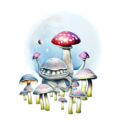 Moon Dancing Around Mushrooms