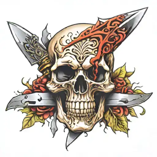 Skull With Knife