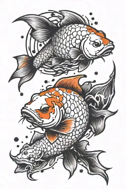 Koi Fish With Stains Resembling Japanese Letter For Love