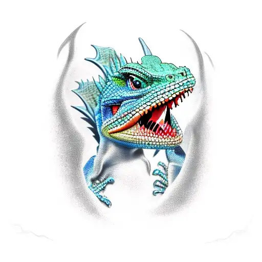 Lizard Tranforming Into A Dragon