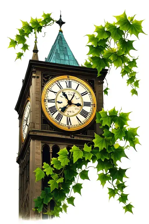 Clock Tower With Ivy Vines