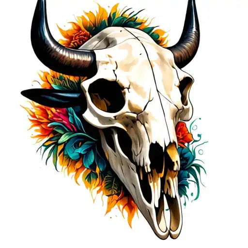 Bull Skull With Piece