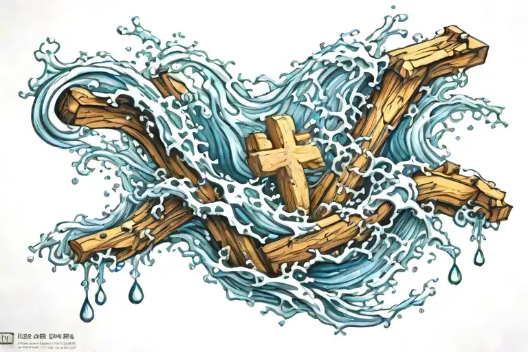 Water Crashing On Cross