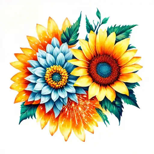 Conca D'oro Gladious & Orange Breeze Dhalia & Orange Firecracker Sunflower Intertwined