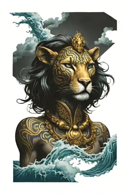 Sekhmet Endulging Storms In Ocean