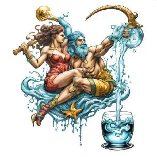 Sagittarius And Aquarius Pouring Water