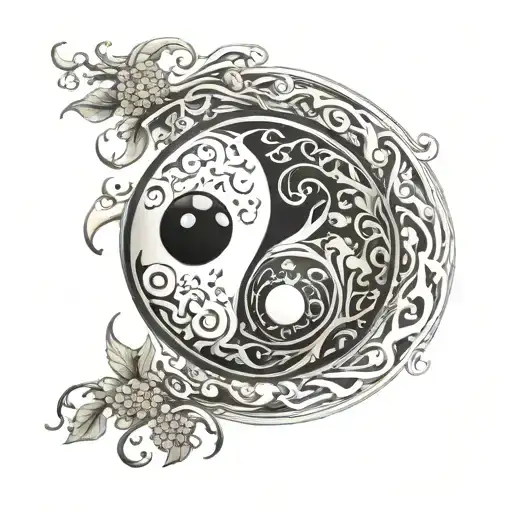 Yin Yang Moon Symbol Intertwined