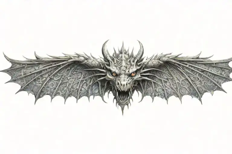 Dragon Head With Industrial Gothic Wings