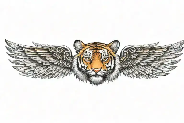 Tiger Head With Industrial Gothic Wings