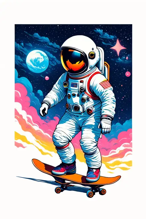Astronaut Skateboarding
