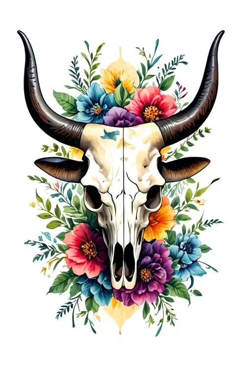 Bull Skull Aces Cowboy Floral Patterns