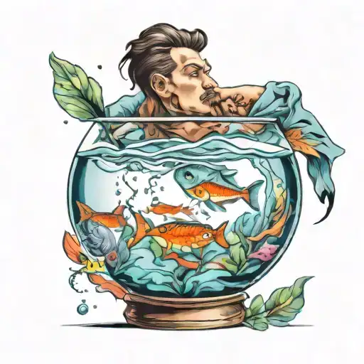 Human Swimming In A Fish Bowl