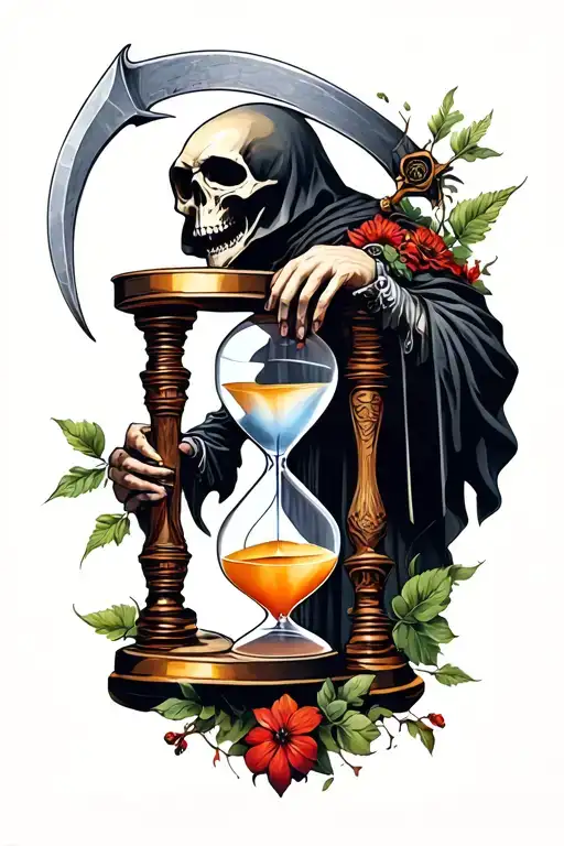 Reaper And Hourglass And Scythe