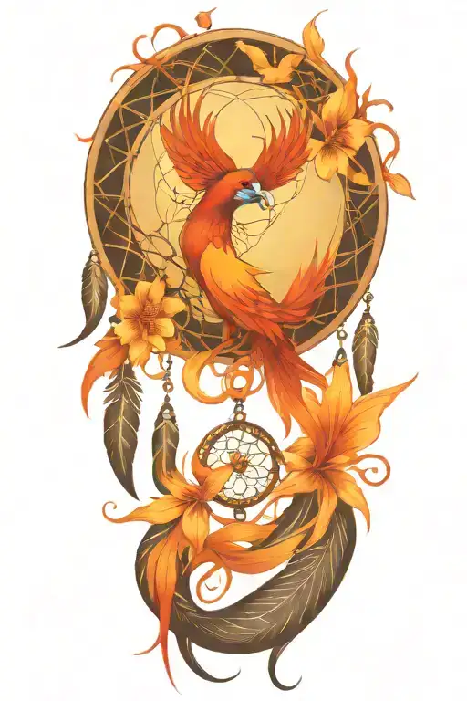 Dream Catcher Phoenix Flowers Intertwined Infinity Symbols