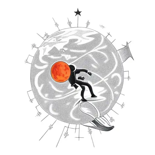 Man Reaching For The Moon With Earth As A Ball And Chain Around His Ankle