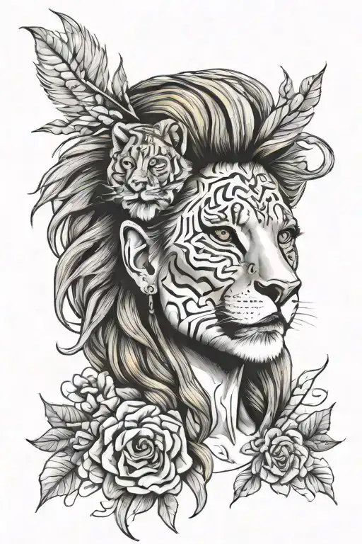 Girl Wearing Lion Head