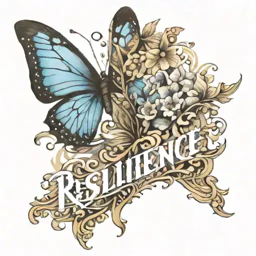 Letters In Black Ink With The Word Resilience With Blue Butterfly