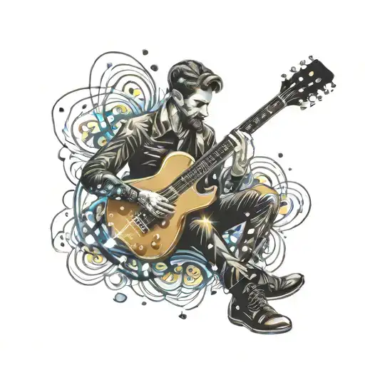 Man Playing Guitar With Sparkles