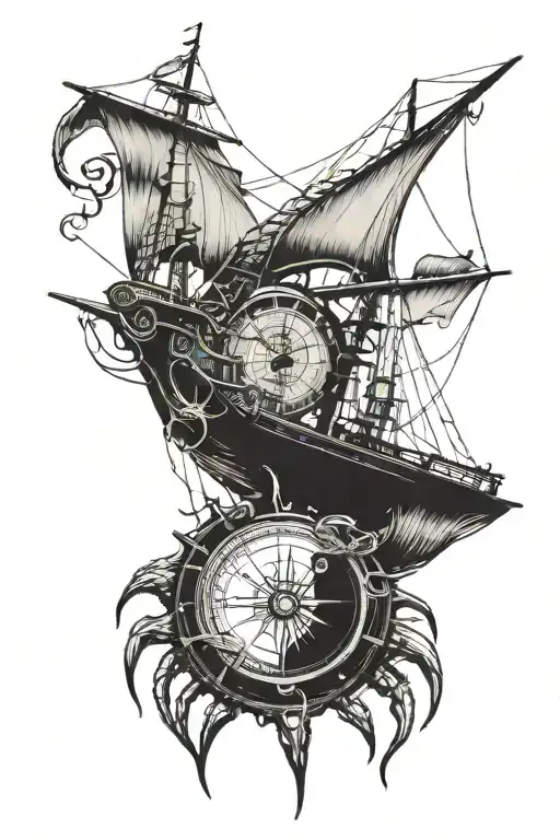 Horseshoe Crab Pirate Ship Compass Mermaid
