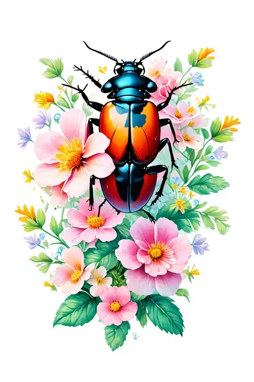 Love Bug Surrounded By Delicate Flowers