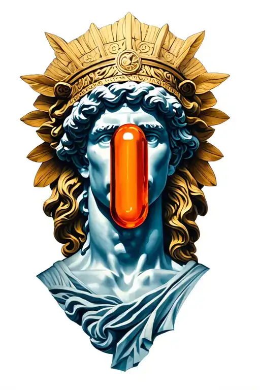 Greek God Hermes With Orange Pill
