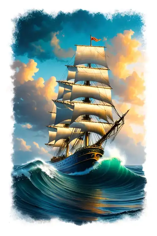 Ship In The Ocean Waves