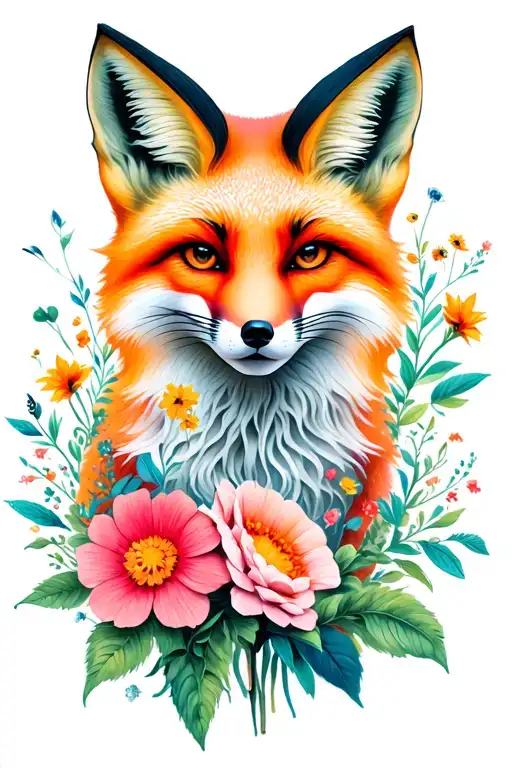 Fox Girl In Flowers