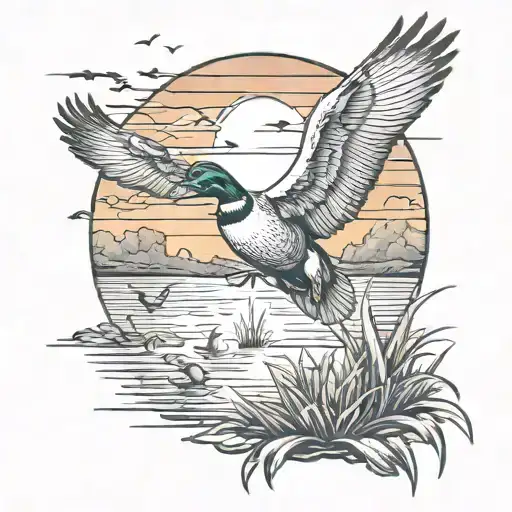 Duck Hunting Sunset Scene