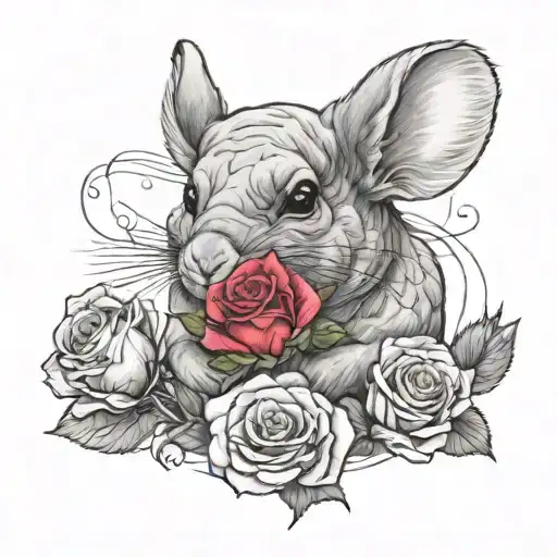 Chinchilla Holding A Rose