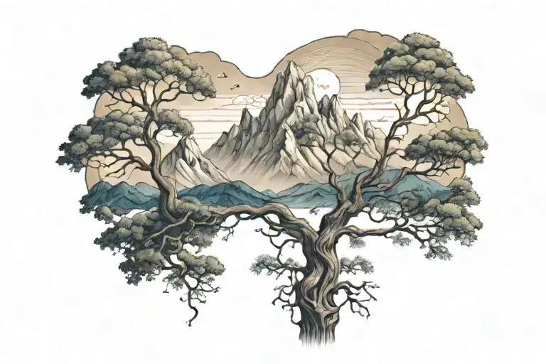 Tree And Mountains