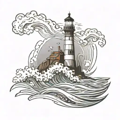 Lighthouse Sea Waves Crashing