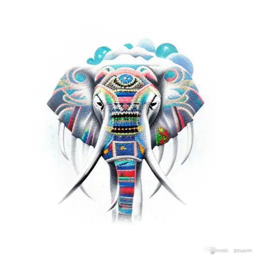 One Eye Elephant With Opal Mountain Peaks