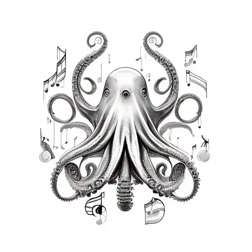 Musical Octopus Playing Guitar
