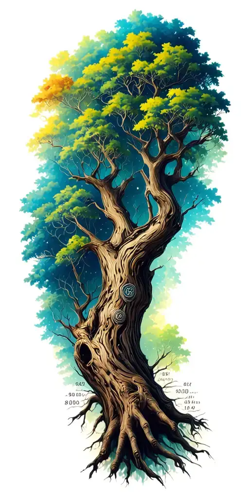 Tree With Engraved Dates And Times On It