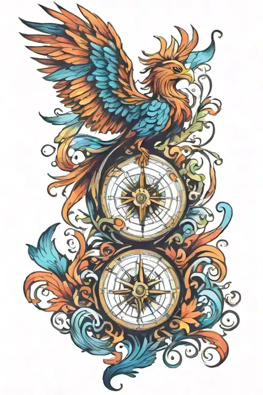 Colorful Phoenix Compass Design