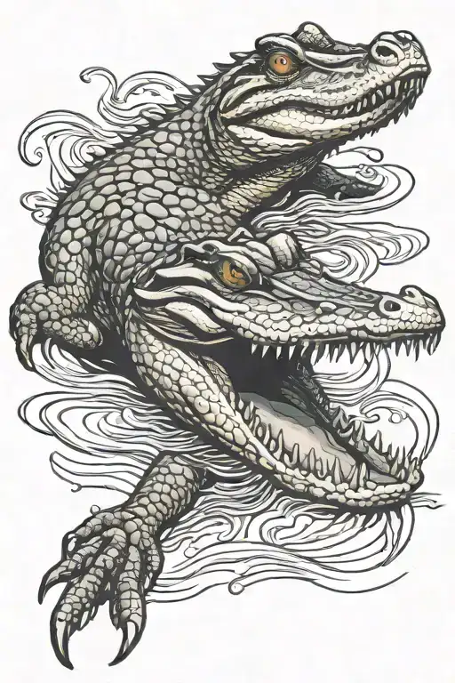 Alligator Nature Swimming In The Sea