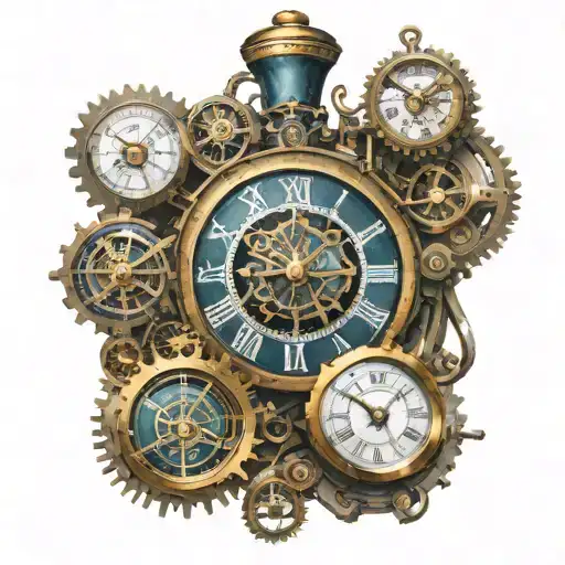 3 Steampunk Clock Future Past Present