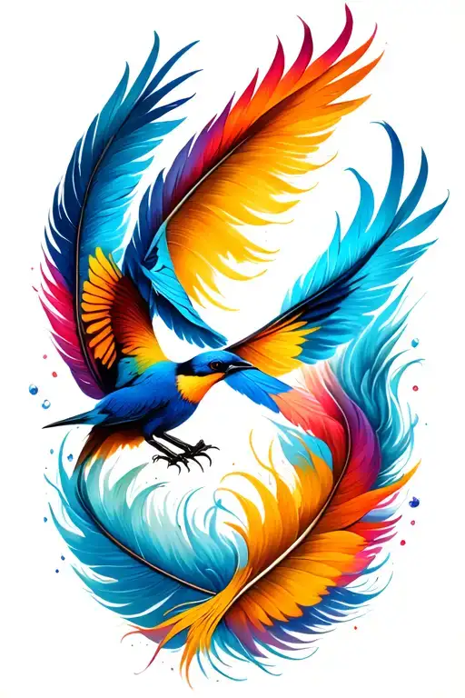 Infinity Feather And Bird Flying Away