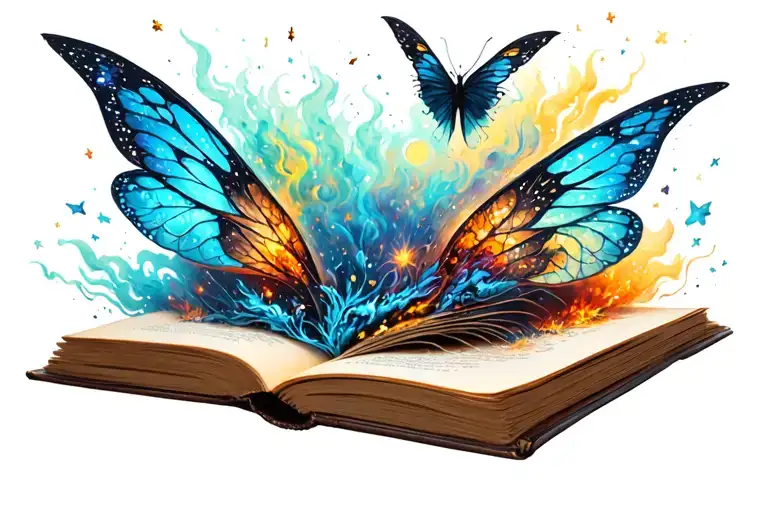 Open Book With Fairy Tales Exploding Out Of The Pages