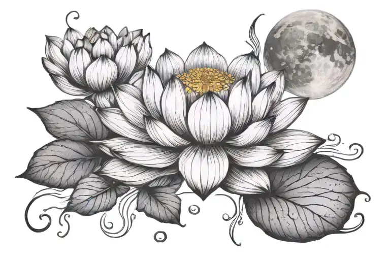 Lotus Flower With Moon