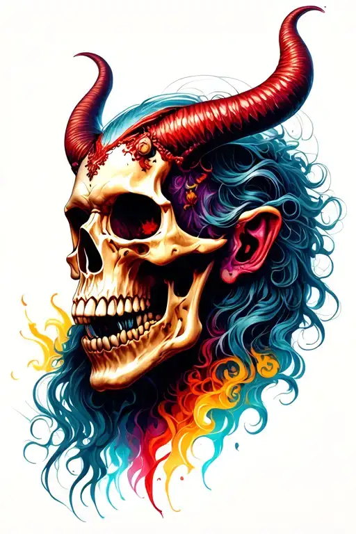 Demon Half Skull And Face