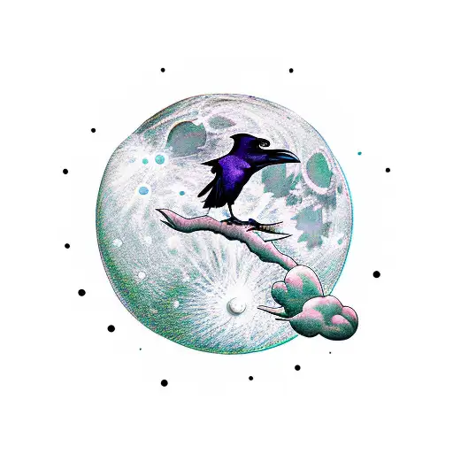 Moon With Raven