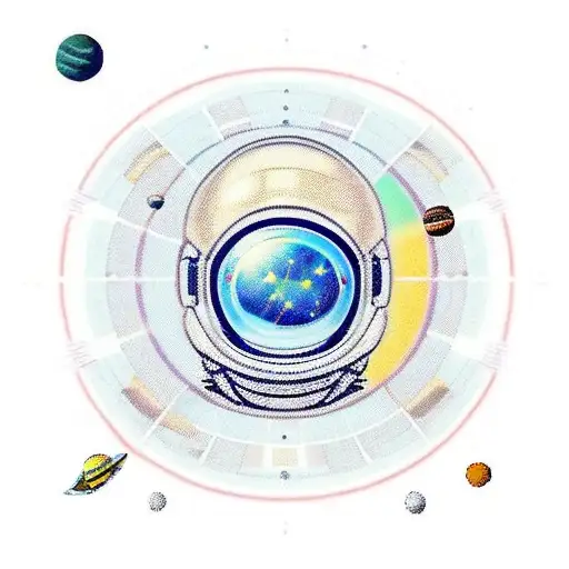 Space Helmet With Solar System Inside